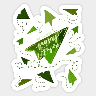 GREEN PAPER AIRPLANES | SEE YOU IN THE FUNNY PAPERS Sticker